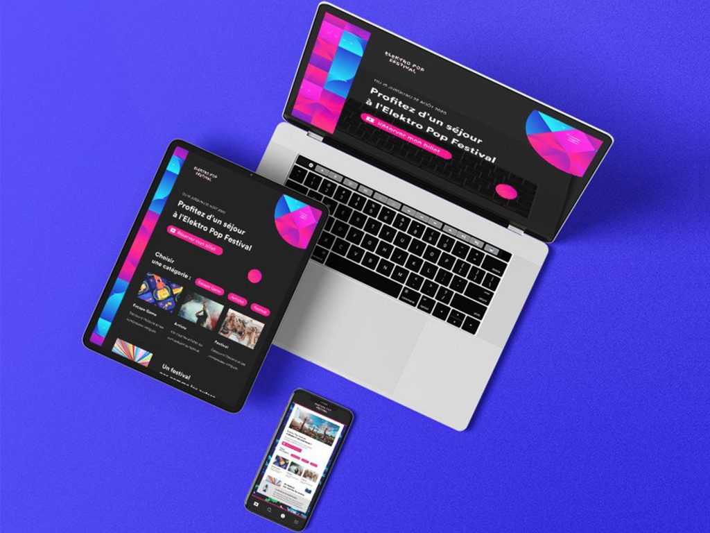 Product Designer | UX:UI Designer - ElektroPop Festival, Responsive, Desktop, Mobile, Tablet, App iOS Chatbox by iPaulette : Paulette Studio